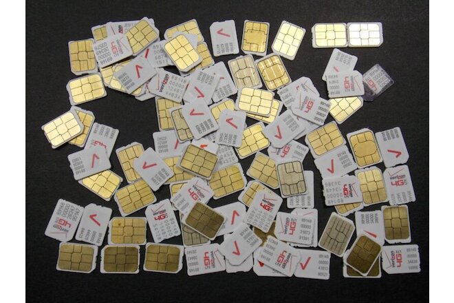 50X Used Verizon Nano Sim Cards for BYPASS or Testing