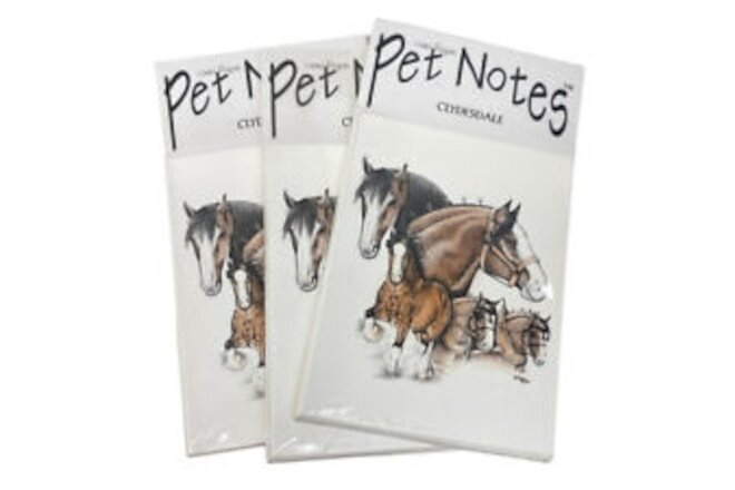 Vintage Note Paper Laura Rogers Pet Notes Clydesdale Draft Horse 1994 Lot Of 3