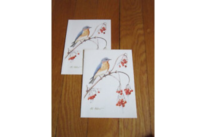 Bluebird 2 Vintage Christmas Cards Albert Gilbert Al Nat Audubon Society UNUSED