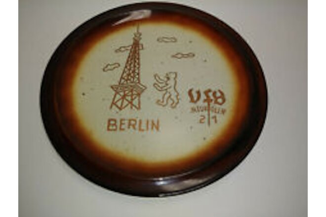 Berlin Souvenir plate Vintage Neukolln ceracron Brown and Tan color 9 inches