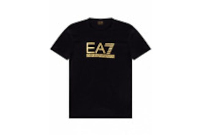 EA7 Emporio Armani Men Crew Neck Short Sleeve Print Logo T-Shirt, Black, Size M