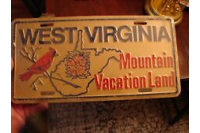 Vintage NOS West Virginia Cardinal License Plate Mountain Vacation Land Sealed !