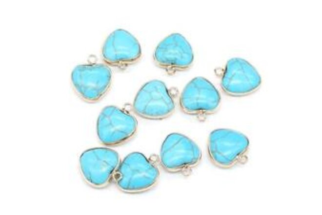 6PCS Natural Stone Pendants,Heart Shaped Natural Blue Turquoise Pendants(15x1...