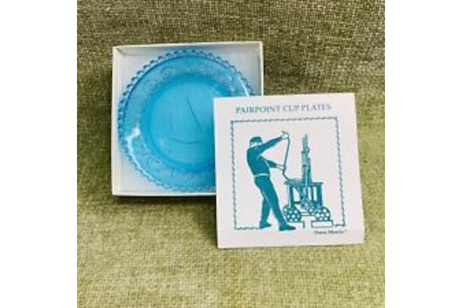 Blue Sailboat Pairpoint Cup Plates Coaster Travel Souvenir