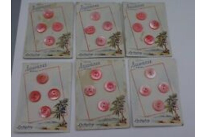 Vintage Suwanee Pearl Lucky Day  Pink Flat 2-hole Buttons New on Cards