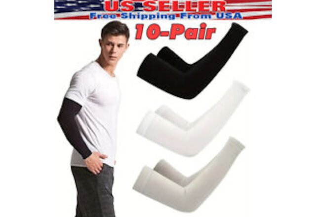 10Pairs Cooling Arm Sleeves Cover UV Sun Protection Sports Outdoor For Men Women