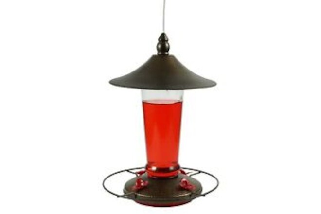 Durable Hanging Metal & Bottle Glass Hummingbird Feeder Most Visited Place to...