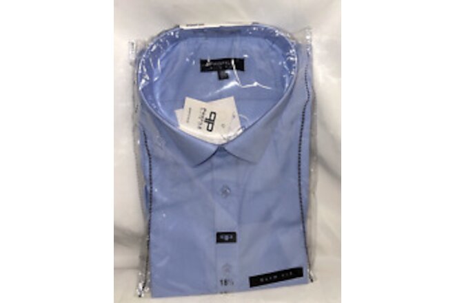 PROFILE Mens Slim Fit Long Sleeve Solid Baby Blue Dress Shirt 18 1/2 Neck, 36-37