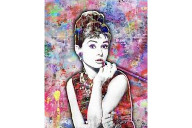 Audrey Hepburn 8x10in Poster, Audrey Hepburn Tribute Pop Art Free Shipping US