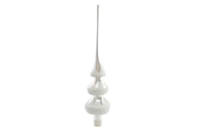 Santa Land Frosted Evergreen Finial Silver Christmas Snow Tree Topper