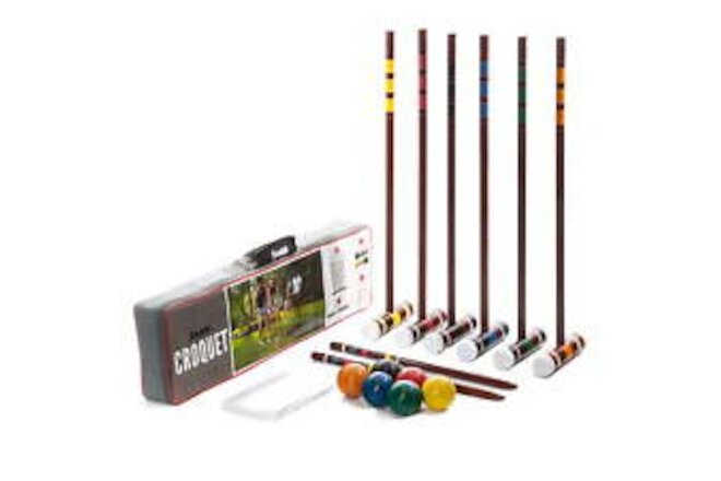Franklin Sports Croquet Set Includes 6 Croquet Wood Mallets, 6 All Weather Balls