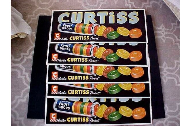 FIVE ORIGINAL VINTAGE 1950 CURTISS CANDY MINTS ADVERTISING DISPLAY PAPER SIGNS