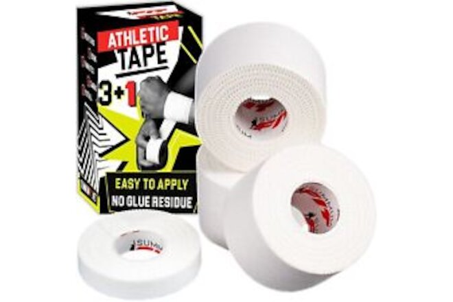 Athletic Tape White Extremely Strong: 3 Rolls + 1 Finger Tape. Easy to Apply ...
