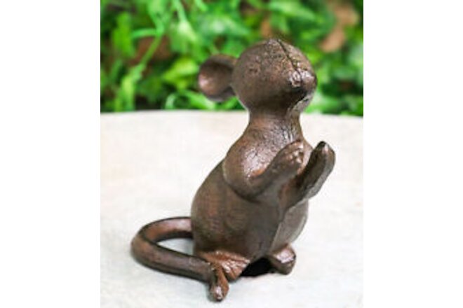 Pack Of 2 Cast Iron Whimsical Standing Mouse Decorative Pen Holder Sculptures