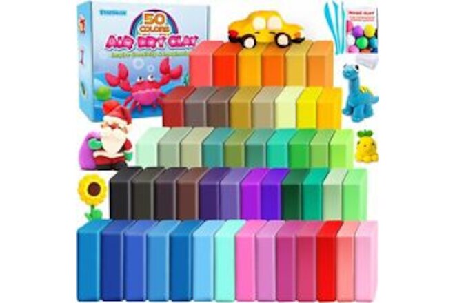 Air Dry Clay 50 Colors, Modeling Clay for Kids, DIY Molding Magic Clay, Gift for