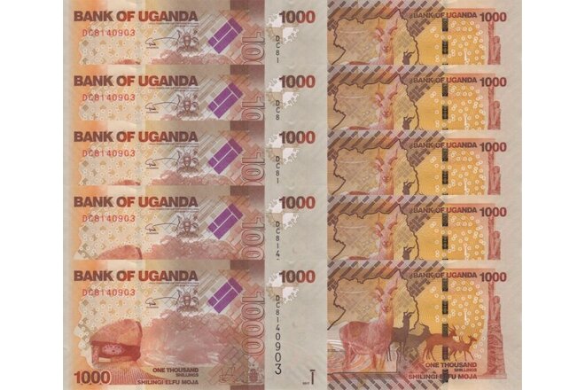 LOT, Uganda 1000 Shillings (2017) p49-New x 5 PCS UNC