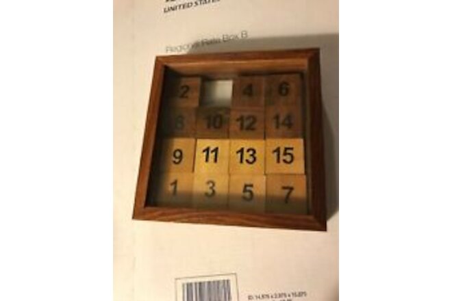 Very Neat Wooden Box Russian 15 / Fifteen puzzle Game Barley Break Brain 5”L