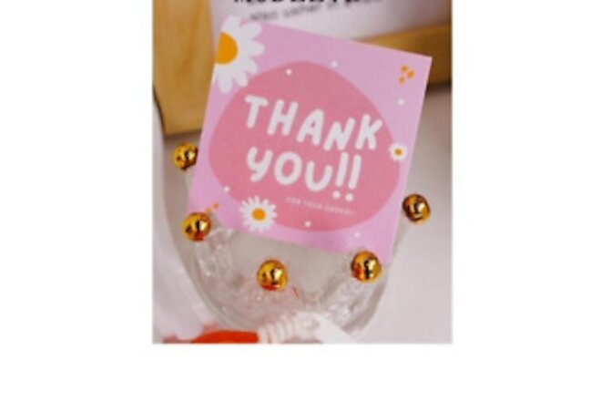 50 PCS Pink Modern Flower & Letter Graphic Thank You For Your Order Cards