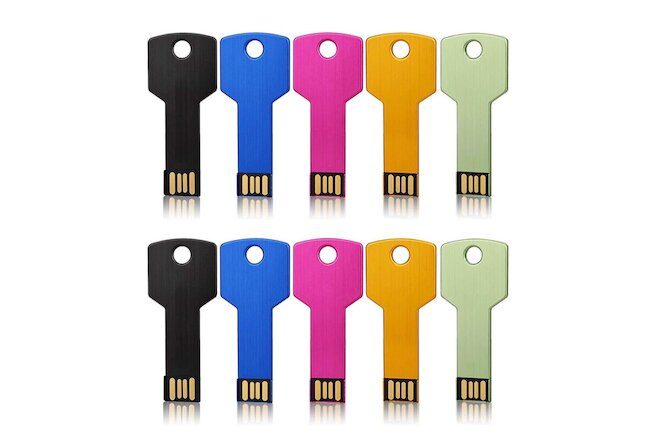 10 Pack USB Flash Drives 4GB Metal Thumb Drive Key Shape Jump Drive Memory Stick