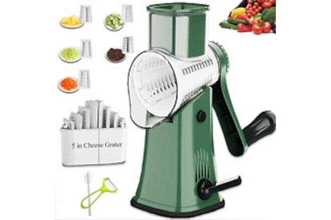 Cheese Grater 5 In1 Rotary Cheese Grater,Versatile Cheese Shredder,Blades for Sh