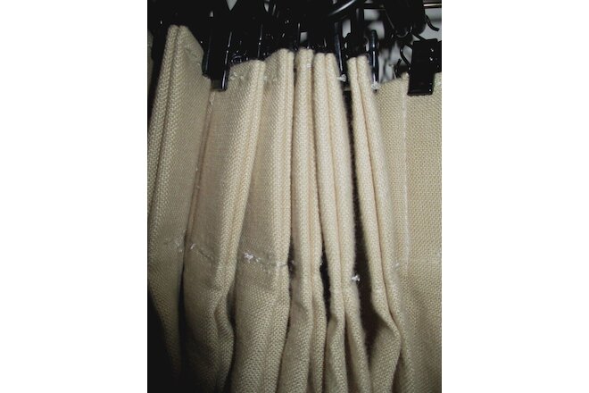 PAIR:Custom Linen Curtains / Drapes w/ Pleats & Rings; Each 38-40.75" L x 41" w.