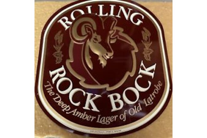 Vtg 1994 Latrobe Brewing Rolling Rock Bock Beer Metal Advertising Sign Bar Pub