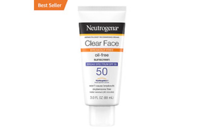 Clear Face Liquid Lotion Sunscreen for Acne-Prone Skin, Broad Spectrum SPF 50 UV