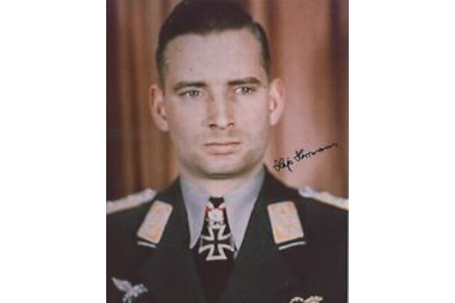 Hajo Hermann Signed 8x10 Photograph (d) WWII German Ace 9V