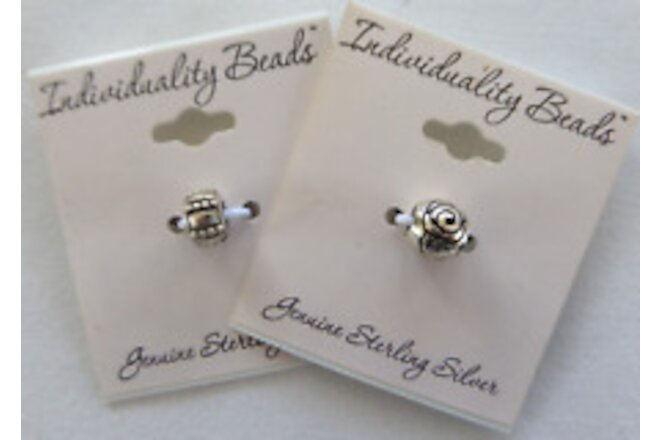 NWT 2 Sterling Silver INDIVIDUALITY BEADS - 1  ROSE Bead & 1 BOHO Bead