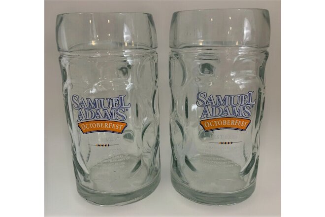 Samuel Sam Adams Octoberfest Thumbprint Beer Glass Mug Stein 0.5L Set of 2