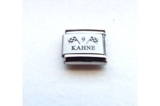 Kahne 9  Nascar flags laser 9mm stainless steel italian charm link new
