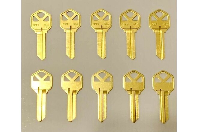 LOT OF (10) KWIKSET KW-1 ILCO KEY BLANKS MADE IN THE USA SOLID BRASS