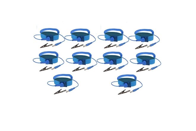 10X Anti-Static Wrist Band ESD Grounding Strap Prevents Static Build Up Blue