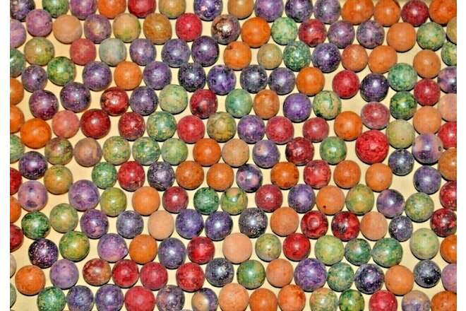 1800s Civil War era Colored Dye's Clay Marbles Lot of 12 Size .500" = 1/2" +