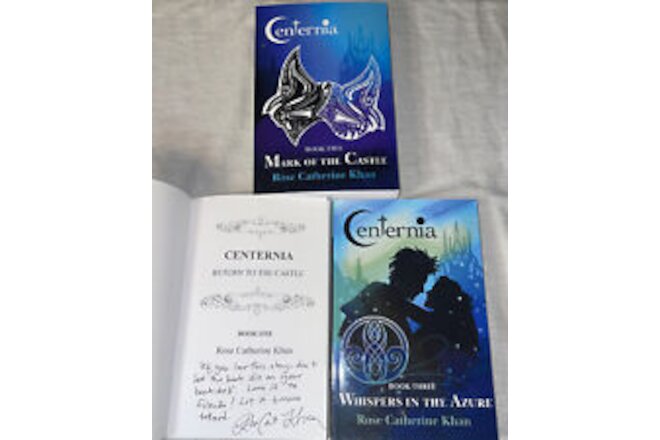 SIGNED 3X Lot Of 3 Books Centernia Ser Rose Khan Return Mark of the Castle Azure