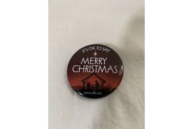 It's Ok To Say MERRY CHRISTMAS Button Pin AFA 1.75"
