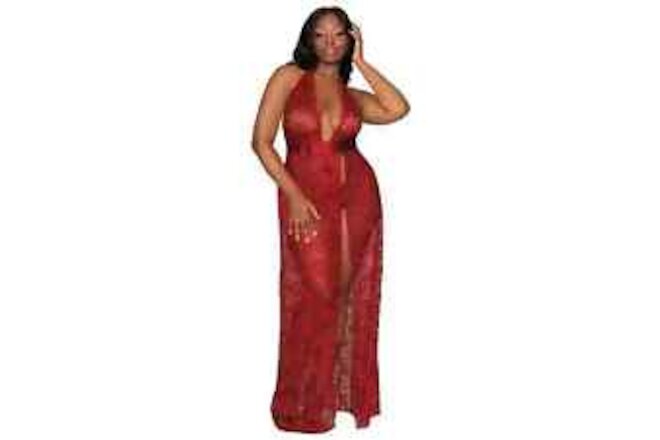 Women's Plus Size Red Garnet Gown & G-String