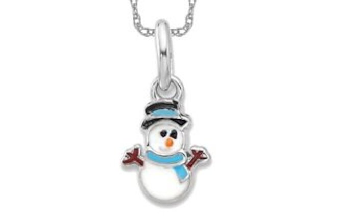 925 Sterling Silver Multicolor Snowman Necklace Charm Pendant