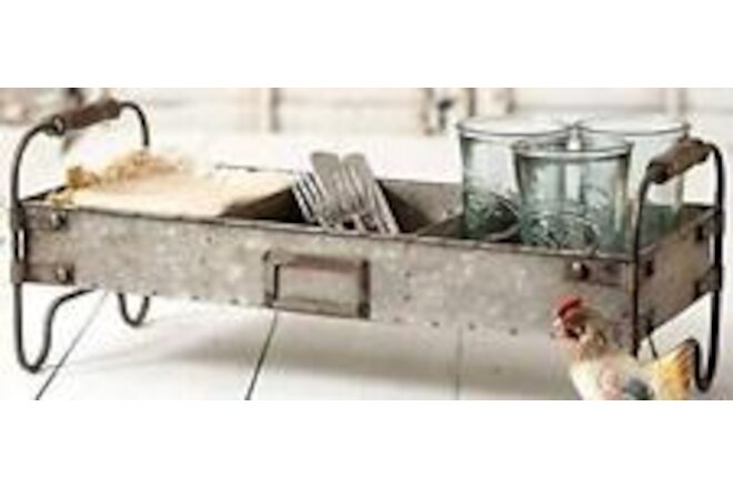 Galvanized Steel Industrial Divided Tray with Stand,grey