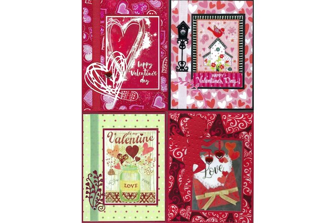 Handmade VALENTINES CARDS #V10--Lot of 4