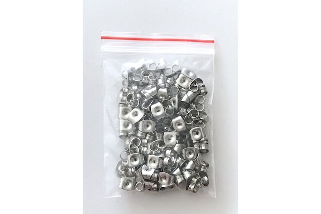 100 pcs Stainless Steel Butterfly Earring Backing Back Jewelry Posts Nut Post