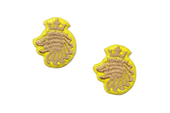 Vintage Falstaff Beer Embroidered emblem Patch lot of 2 Lion old stock 2" small