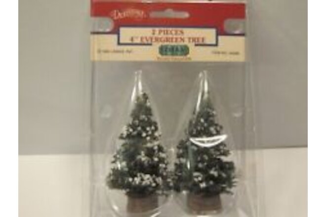 LEMAX VILLAGE 4" EVERGREEN SNOW COVERED TREES SET OF 2 #44086 BRAND NEW