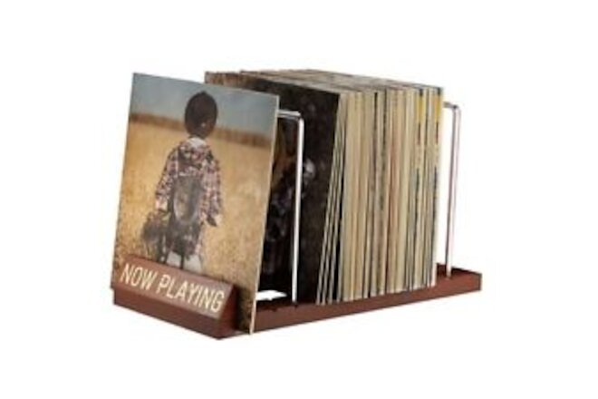 Now Playing Vinyl Record Stand, 50 LP Vinyl Record Storage with Non-slip