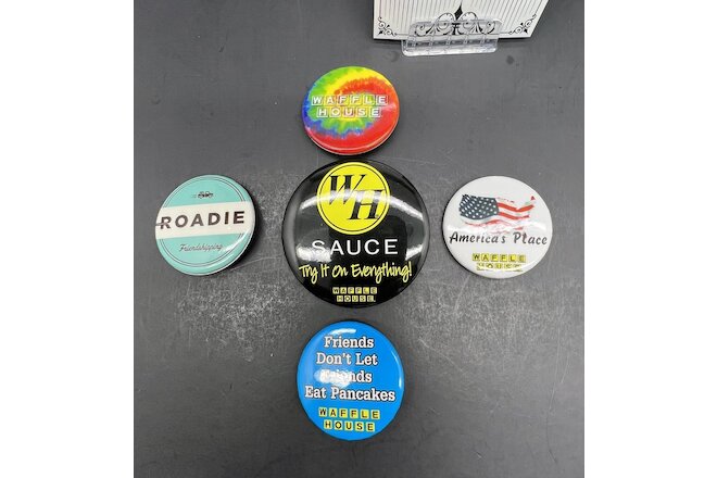 Waffle House 5x Button Kit - Some rare finds!  Roadie, Americas Place and More!