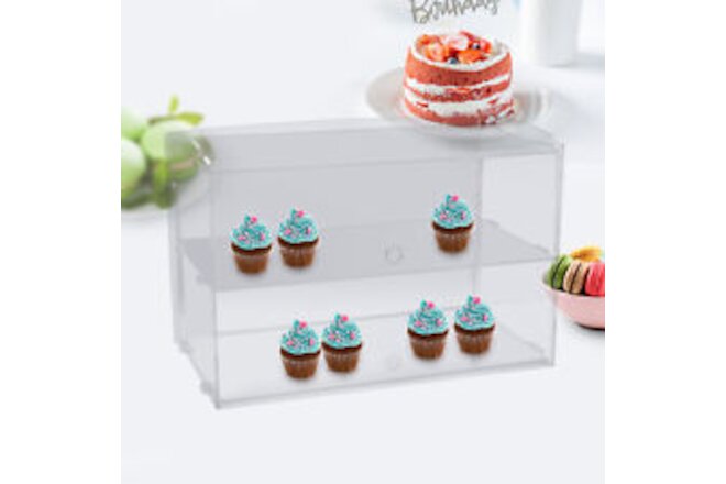 Acrylic Pastry Donut Display Case 2 Trays Self Serve Cupcake Display Clear