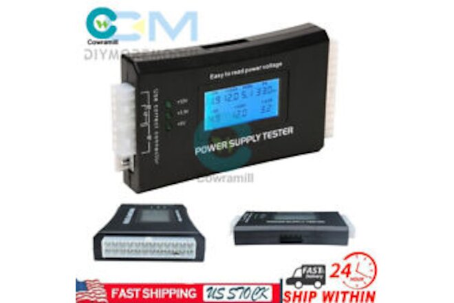 Power Supply Tester PC Computer LCD 20/24 Pin SATA HDD Digital Testers Source