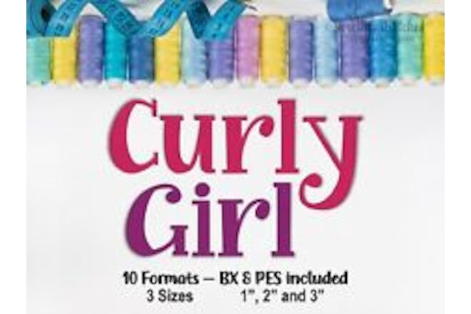 Curly Girl Machine Embroidery Font, BX Ready Embroidery, Download, USB CD