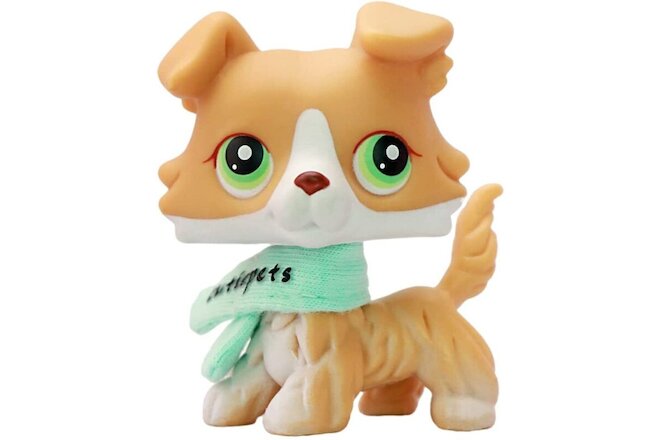 Littlest Pet Shop LPS Collie dog 272 Yellow Body Green Eyes with lps Accessories