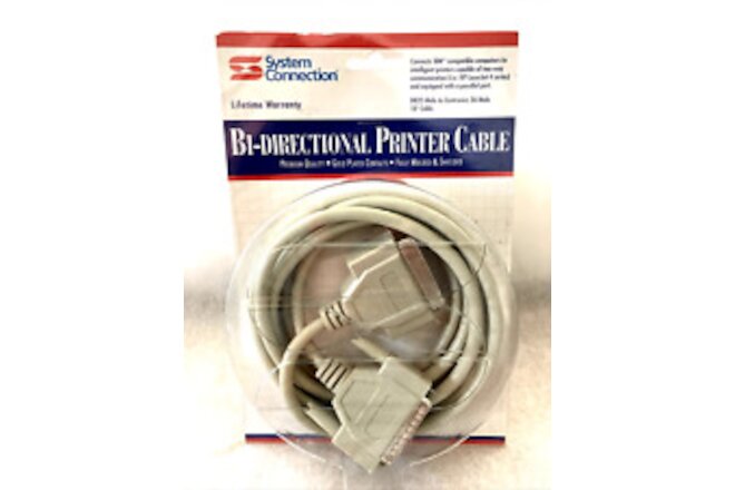 BI-DIRECTIONAL PRINTER CABLE 10 FEET DB25 Male to Centronics 36 Male NEW, SEALED